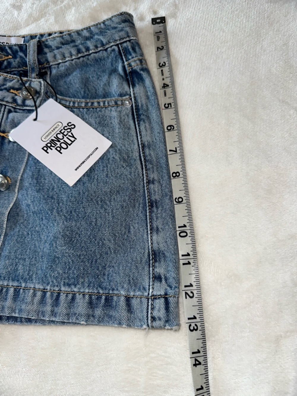 NWT Princess Polly Denis Mini Denim Skirt. Light Blue Size 0 - Picture 5 of 8